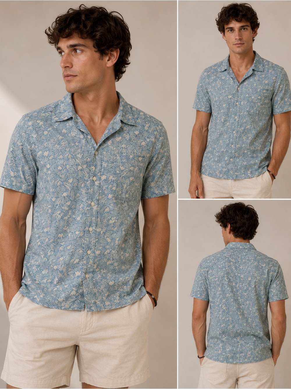 Patagonia Blue Short-Sleeve Organic Cotton Button-Up Shirt